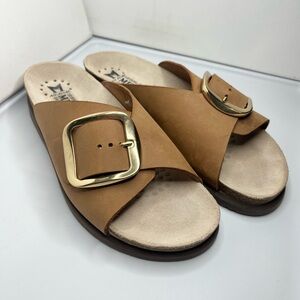 Mephisto Brown Sandals with Gold Buckle